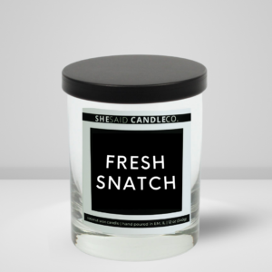 10 oz clear candle jar - fresh snatch label