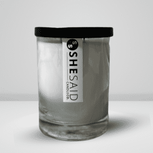 10oz clear jar coconut wax candle made by she said candle co.